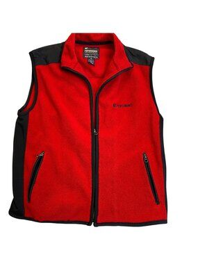 American Eagle Mens Fleece Vest Small Red Black Performance Full Zip Outdoors